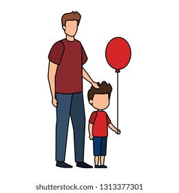 father with son and balloons helium