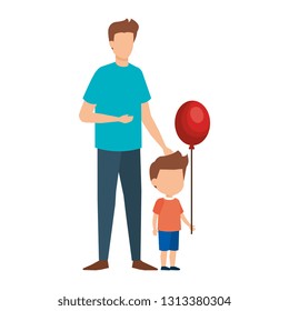 father with son and balloons helium