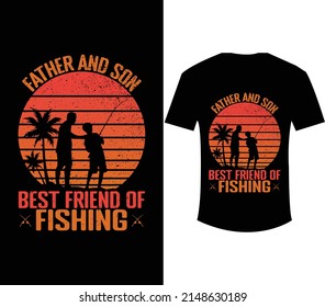 Father and son best friend of fishing vintage t shirt design