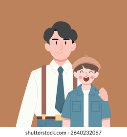 Father and Son Bonding Father's Day Cute Illustration