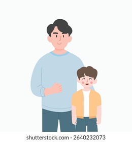 Father and Son Bonding Father's Day Cute Illustration