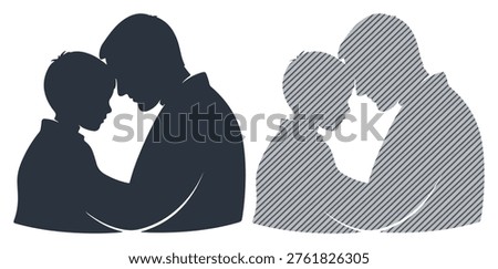 Father son bonding silhouette parent child closeness tender moment hug.