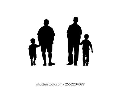 father and son boy silhouette parent single