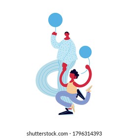 Father and son cartoon with balloons design, Family relationship and generation theme Vector illustration