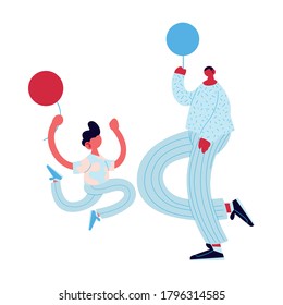 Father and son cartoon with balloons design, Family relationship and generation theme Vector illustration