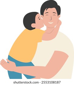 Carácter del padre y del hijo con atmósfera feliz. Feliz Día del Padre. Ilustración vectorial aislada