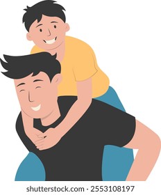 Father and Son Character with Happy Atmosphere. Happy Fathers Day. Isolated Vector Illustration