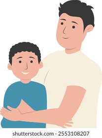 Carácter del padre y del hijo con atmósfera feliz. Feliz Día del Padre. Ilustración vectorial aislada