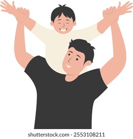 Carácter del padre y del hijo con atmósfera feliz. Feliz Día del Padre. Ilustración vectorial aislada