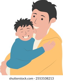 Carácter del padre y del hijo con atmósfera feliz. Feliz Día del Padre. Ilustración vectorial aislada