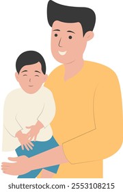 Carácter del padre y del hijo con atmósfera feliz. Feliz Día del Padre. Ilustración vectorial aislada