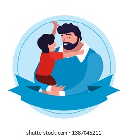 father with son characters in frame