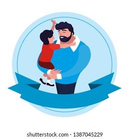 father with son characters in frame