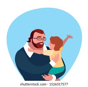 father with son characters vector illustration design