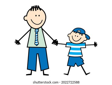 Father with son, conceptual vector illustration