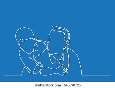 father and son - continuous line drawing