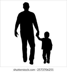 Father and son or dad and baby Silhouette vector illustration