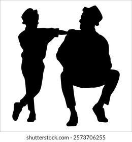 Father and son or dad and baby Silhouette vector illustration