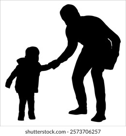 Father and son or dad and baby Silhouette vector illustration