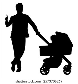 Father and son or dad and baby Silhouette vector illustration