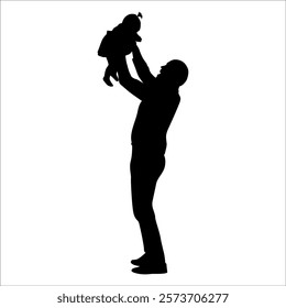 Father and son or dad and baby Silhouette vector illustration