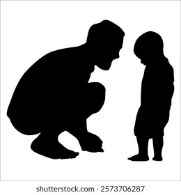 Father and son or dad and baby Silhouette vector illustration