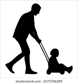 Father and son or dad and baby Silhouette vector illustration