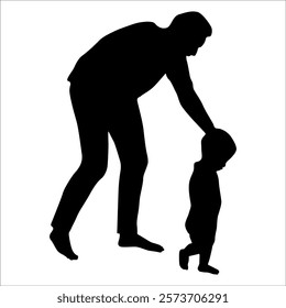 Father and son or dad and baby Silhouette vector illustration