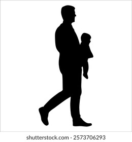 Father and son or dad and baby Silhouette vector illustration