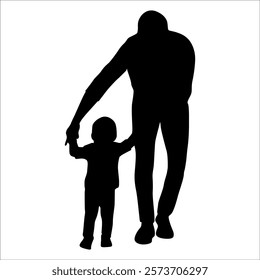 Father and son or dad and baby Silhouette vector illustration