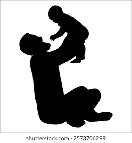 Father and son or dad and baby Silhouette vector illustration