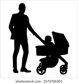 Father and son or dad and baby Silhouette vector illustration