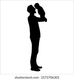 Father and son or dad and baby Silhouette vector illustration