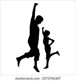Father and son or dad and baby Silhouette vector illustration