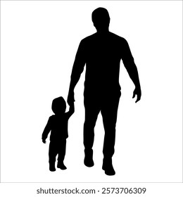 Father and son or dad and baby Silhouette vector illustration