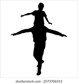 Father and son or dad and baby Silhouette vector illustration