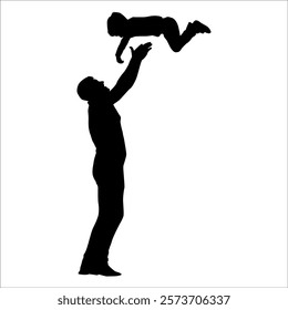 Father and son or dad and baby Silhouette vector illustration