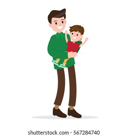 father and son. dad and kid. happy father day. family. vector illustration.