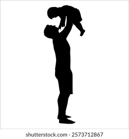 Father and son or Dan and Son Silhouette vector illustration