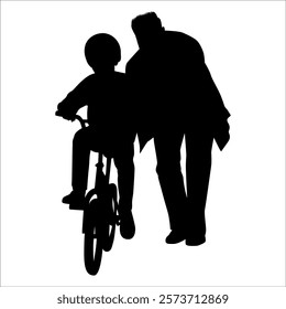 Father and son or Dan and Son Silhouette vector illustration