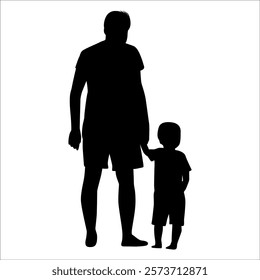 Father and son or Dan and Son Silhouette vector illustration