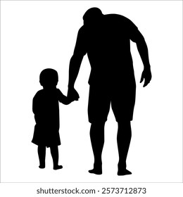 Father and son or Dan and Son Silhouette vector illustration