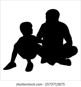 Father and son or Dan and Son Silhouette vector illustration