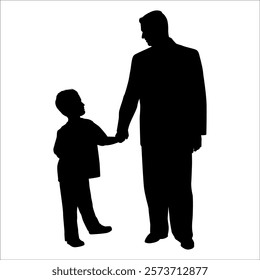 Father and son or Dan and Son Silhouette vector illustration