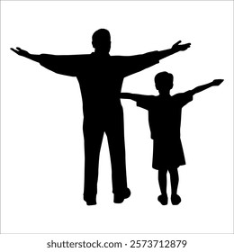 Father and son or Dan and Son Silhouette vector illustration