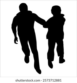 Father and son or Dan and Son Silhouette vector illustration