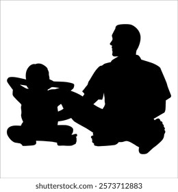 Father and son or Dan and Son Silhouette vector illustration