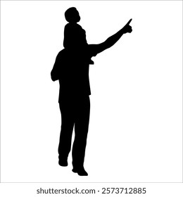 Father and son or Dan and Son Silhouette vector illustration