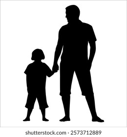 Father and son or Dan and Son Silhouette vector illustration