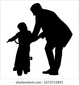 Father and son or Dan and Son Silhouette vector illustration